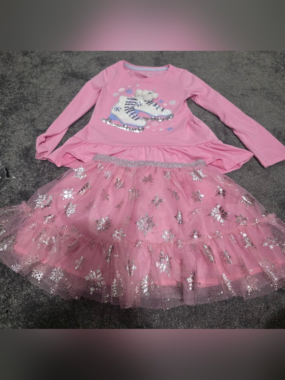 Kids Pink Ice Skates With Tulle Skirt Size 5/6
